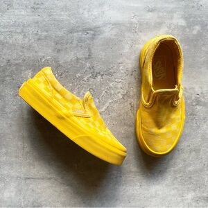 Vans Kids Classic Checkerboard Slip On Yellow Shoes 11